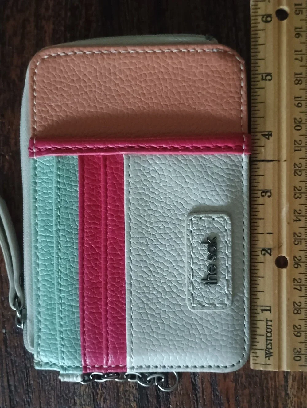 The Sak Colorblock Card Wallet - Mint, Hot Pink, Peach, White